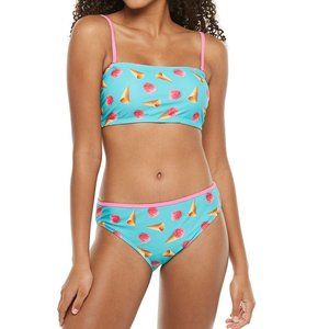 Juniors' UNDERCURRENT Print 2-Piece Convertible Bandeau Bikini Set/Large